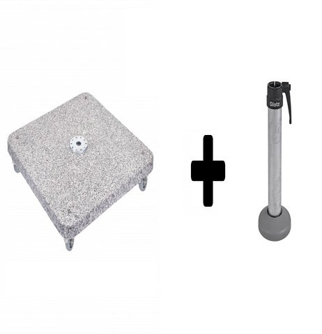 Socle à roulettes granit M4 120 kg de Glatz, Avec tube de fixation M4 Ø.48-55 mm