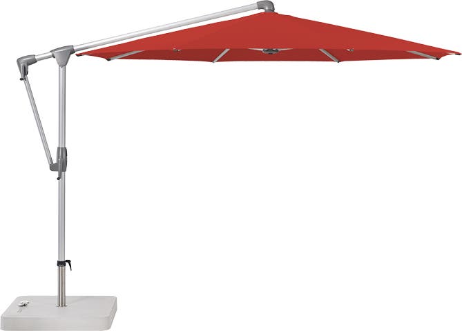 Parasol déporté SUNWING® CASA de Glatz, Structure anodisé naturel, Ø.300 cm, 403 Carmine Parasol déporté SUNWING® CASA de Glatz, Structure anodisé naturel, Ø.300 cm, 403 Carmine