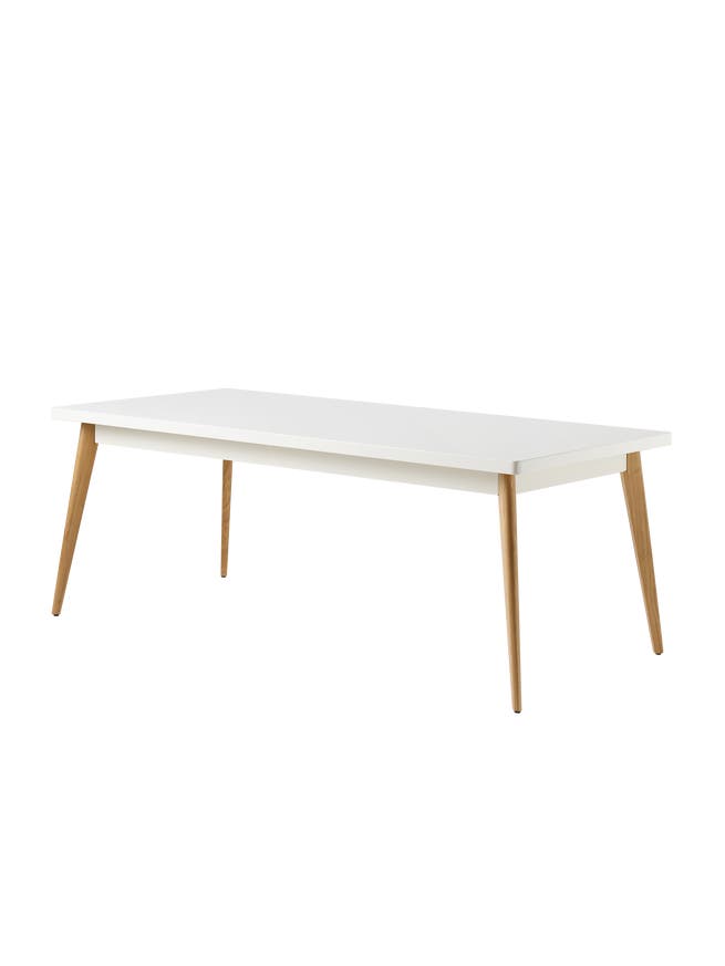Table 55 pieds chêne de Tolix, 200 x 95, Blanc pur Table 55 pieds chêne de Tolix, 200 x 95, Blanc pur