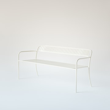 Banc avec dossier PATIO en acier inoxydable de Tolix, Blanc pur