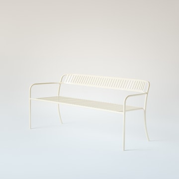 Banc avec dossier PATIO en acier inoxydable de Tolix, Blanc perlé