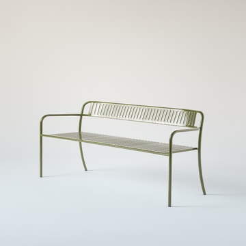 Banc avec dossier PATIO en acier inoxydable de Tolix, Vert jonc