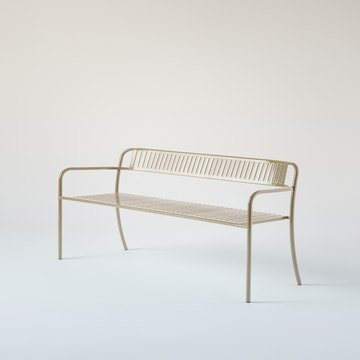 Banc avec dossier PATIO en acier inoxydable de Tolix, Beige gris