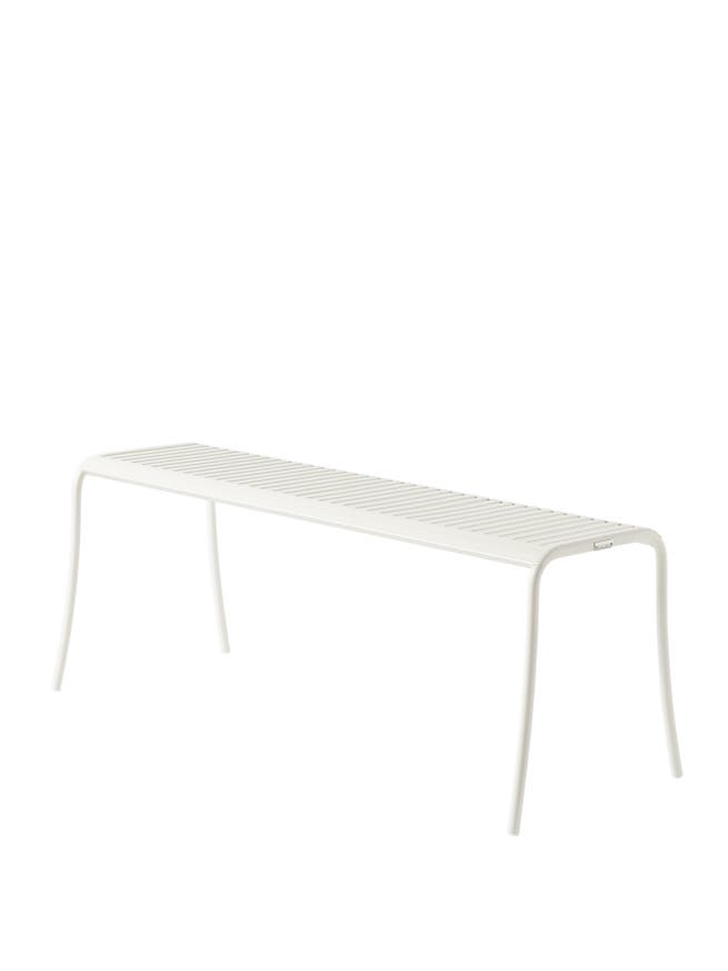 Banc PATIO en acier inoxydable de Tolix, Blanc pur Banc PATIO en acier inoxydable de Tolix, Blanc pur