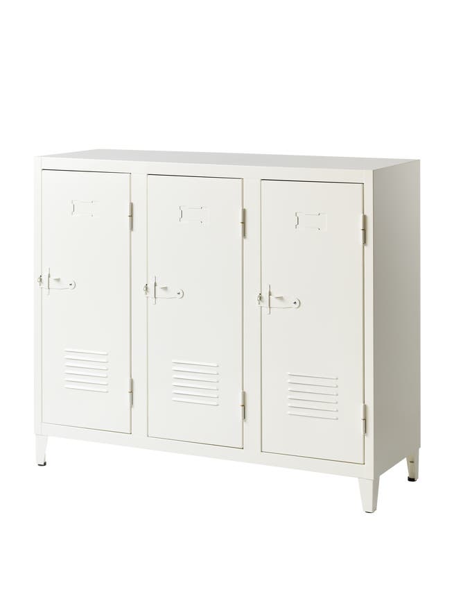 Vestiaire casier B3 de Tolix, 3 casiers, Blanc pur Vestiaire casier B3 de Tolix, 3 casiers, Blanc pur