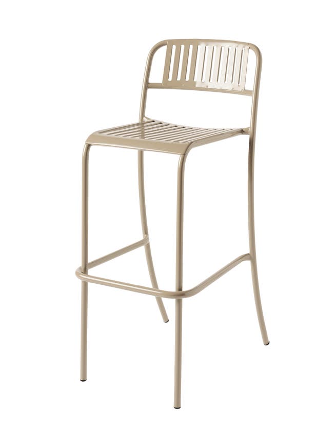 Chaise haute PATIO en acier inoxydable de Tolix, Beige gris Chaise haute PATIO en acier inoxydable de Tolix, Beige gris