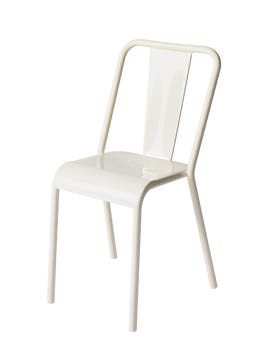 Chaise T37 de Tolix, Blanc perlé Chaise T37 de Tolix, Blanc perlé