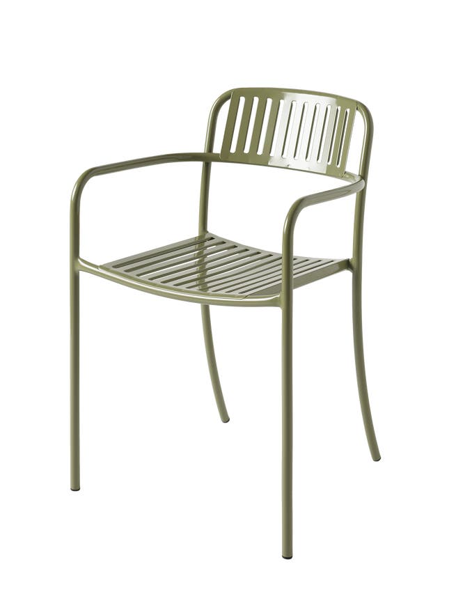 Fauteuil à lames PATIO en acier inoxydable de Tolix, Vert jonc Fauteuil à lames PATIO en acier inoxydable de Tolix, Vert jonc