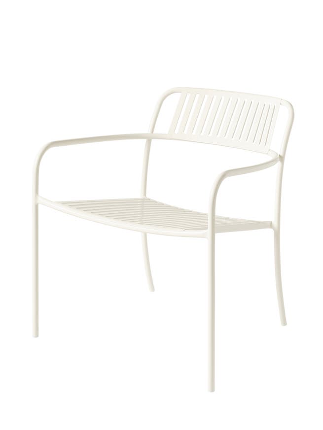 Fauteuil lounge à lames PATIO en acier inoxydable de Tolix, Blanc perlé Fauteuil lounge à lames PATIO en acier inoxydable de Tolix, Blanc perlé
