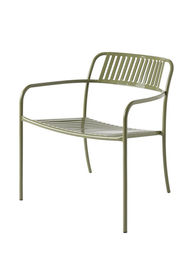 Fauteuil lounge à lames PATIO en acier inoxydable de Tolix, Vert jonc Fauteuil lounge à lames PATIO en acier inoxydable de Tolix, Vert jonc
