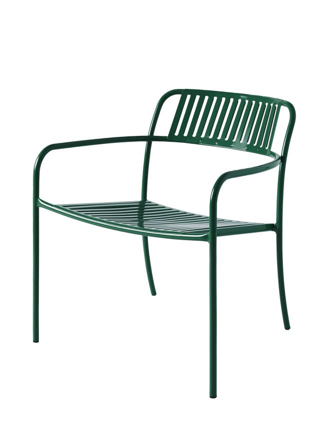 Fauteuil lounge à lames PATIO en acier inoxydable de Tolix, Vert mousse Fauteuil lounge à lames PATIO en acier inoxydable de Tolix, Vert mousse