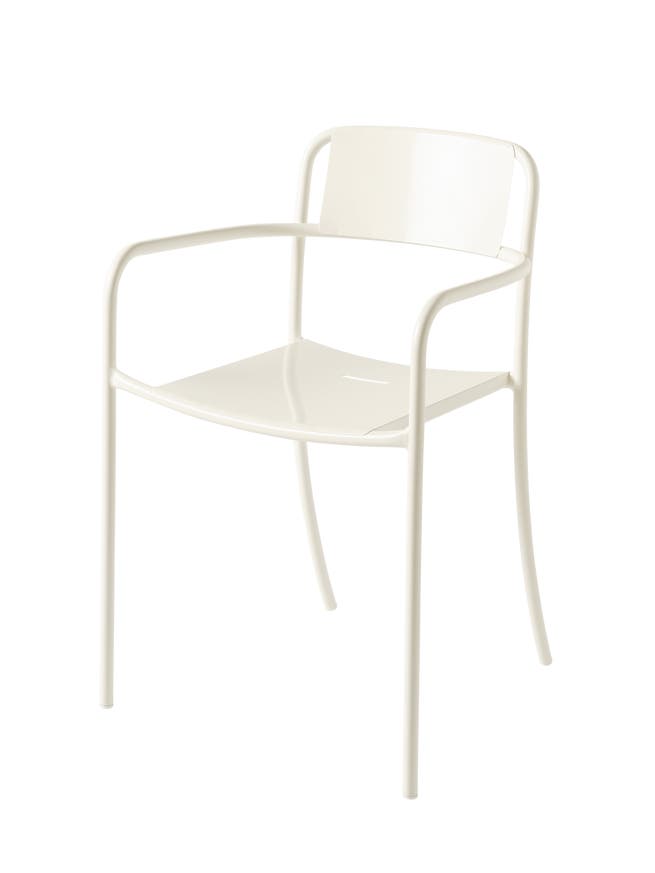 Fauteuil PATIO en acier inoxydable de Tolix, Blanc perlé Fauteuil PATIO en acier inoxydable de Tolix, Blanc perlé