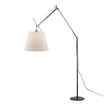Lampadaire TOLOMEO MEGA de Artemide, Corps noir, Diffuseur parchemin  Ø 42 cm dimmable