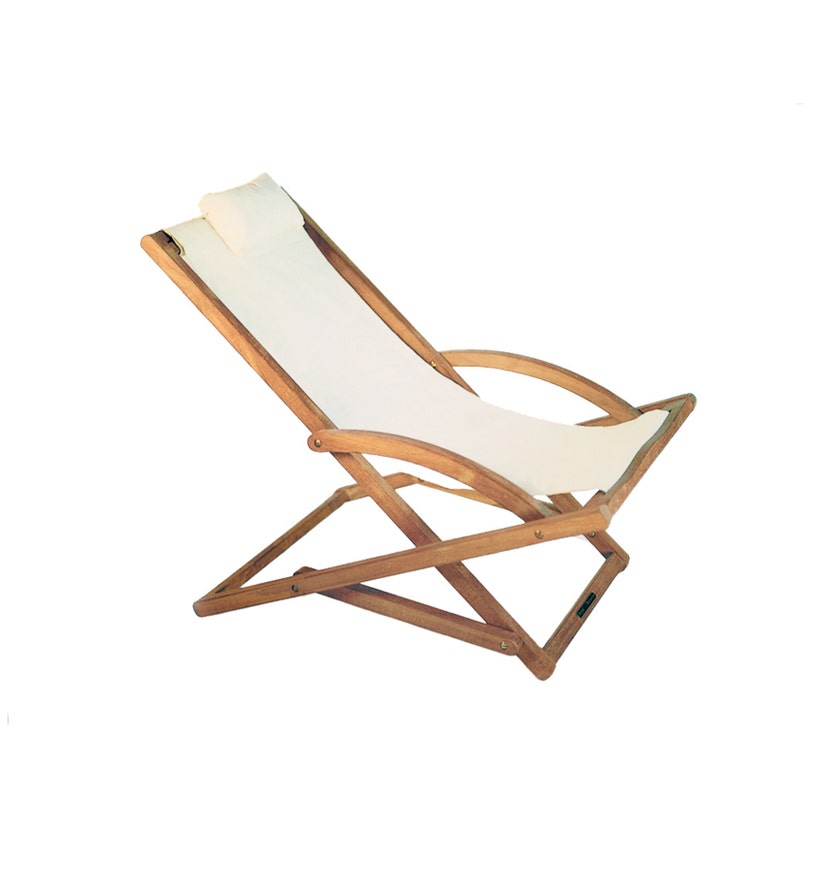 Transat BEACHER de Royal Botania, Avec appui-tête, Batyline, Blanc