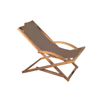 Transat BEACHER de Royal Botania, Avec appui-tête, Batyline, Brun