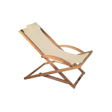 Transat BEACHER de Royal Botania, Avec appui-tête, Batyline, Écru