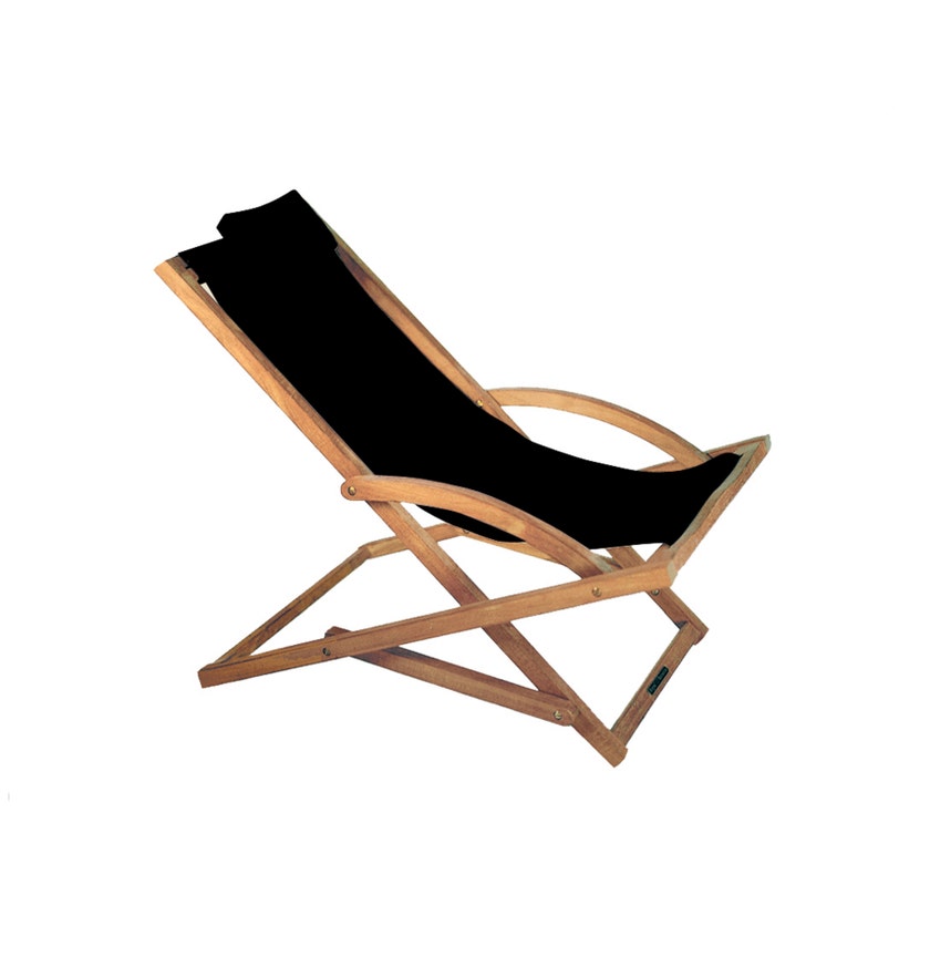 Transat BEACHER de Royal Botania, Avec appui-tête, Batyline, Noir