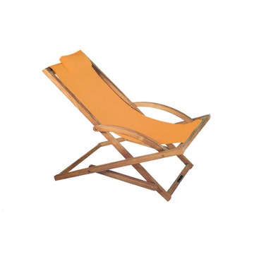 Transat BEACHER de Royal Botania, Avec appui-tête, Batyline, Orange
