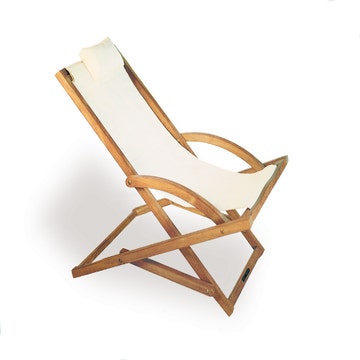 Transat BEACHER de Royal Botania, Avec appui-tête, Toile, Blanc