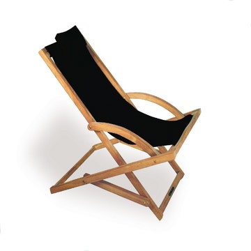 Transat BEACHER de Royal Botania, Avec appui-tête, Toile, Noir