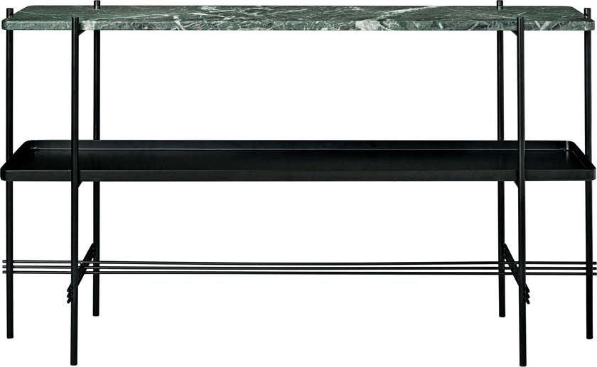 Console TS de Gubi, 2 étagères, Structure noire, Vert Console TS de Gubi, 2 étagères, Structure noire, Vert