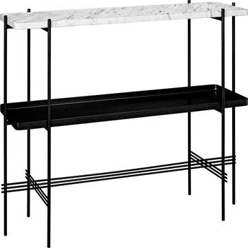 Console TS de Gubi, 2 étagères, Structure noire, Blanc