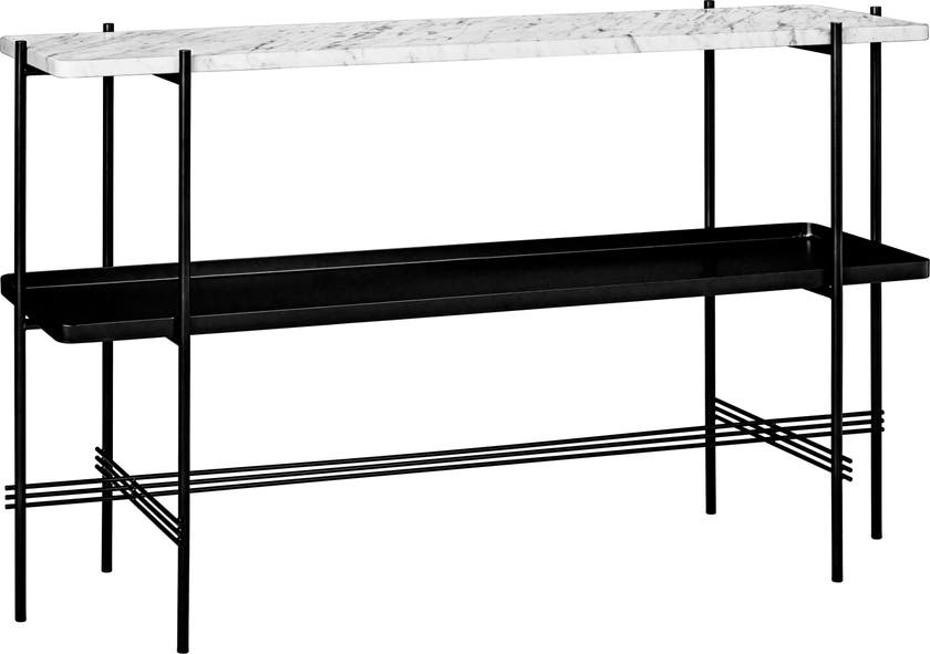 Console TS de Gubi, 2 étagères, Structure noire, Blanc Console TS de Gubi, 2 étagères, Structure noire, Blanc