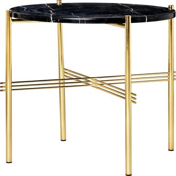 Table basse TS de Gubi, Pieds en laiton, Ø40, Marbré noir