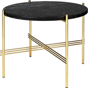 Table basse TS de Gubi, Pieds en laiton, Ø55, Marbre noir
