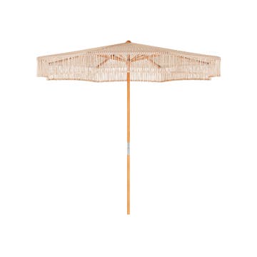 Parasol MACRAMÉ, Ø.250 cm, Structure teck, Toile coton Sand Parasol MACRAMÉ, Ø.250 cm, Structure teck, Toile coton Sand