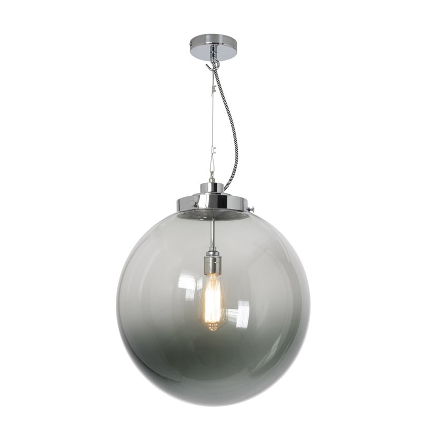 Suspension LARGE GLOBE d'Original BTC, Verre anthracite, Chrome