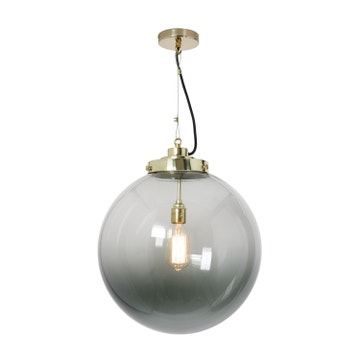 Suspension LARGE GLOBE d'Original BTC, Verre anthracite, Laiton