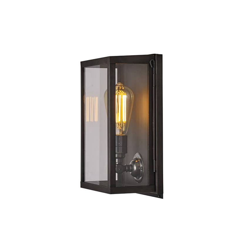 Applique BOX SMALL de Davey Lighting, Verre clair, Laiton vieilli Applique BOX SMALL de Davey Lighting, Verre clair, Laiton vieilli