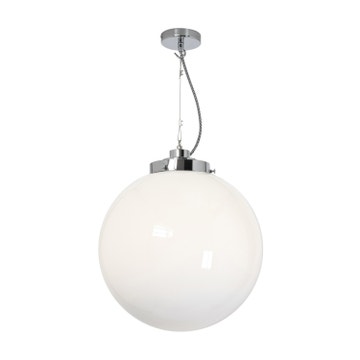 Suspension LARGE GLOBE d'Original BTC, Verre opalin, Chrome