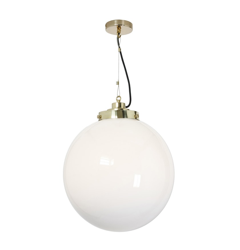 Suspension LARGE GLOBE d'Original BTC, Verre opalin, Laiton