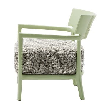 Chaise CARA de Kartell, Structure Vert pâle, Revêtement fantaisie Vert/Noir