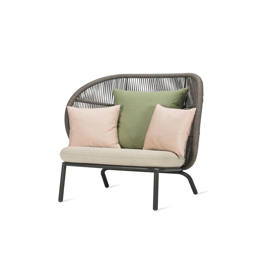 Fauteuil extérieur KODO Cocoon de Vincent Sheppard, Avec coussin d'assise, Amande