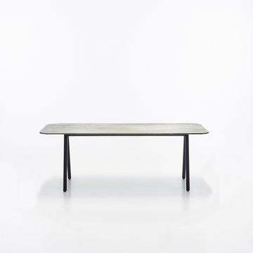 Table de repas extérieur KODO 280 x 106, Structure aluminium gris fossile, Plateau céramique silex