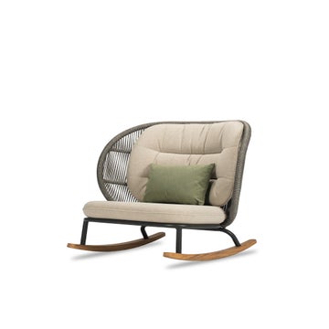 Rocking chair KODO Cocoon de Vincent Sheppard, Avec coussin d'assise et dossier + 1 coussin déco, Amande