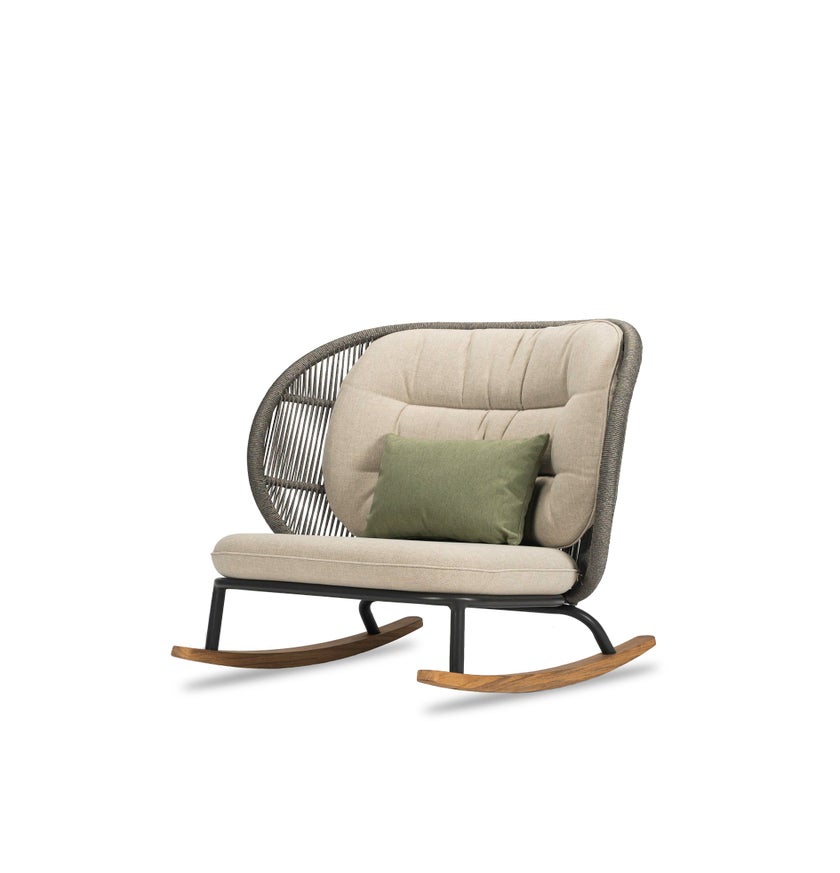 Rocking chair KODO Cocoon de Vincent Sheppard, Avec coussin d'assise et dossier + 1 coussin déco, Amande