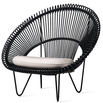 Fauteuil ROY COCOON, Noir, Avec coussin d'assise noir