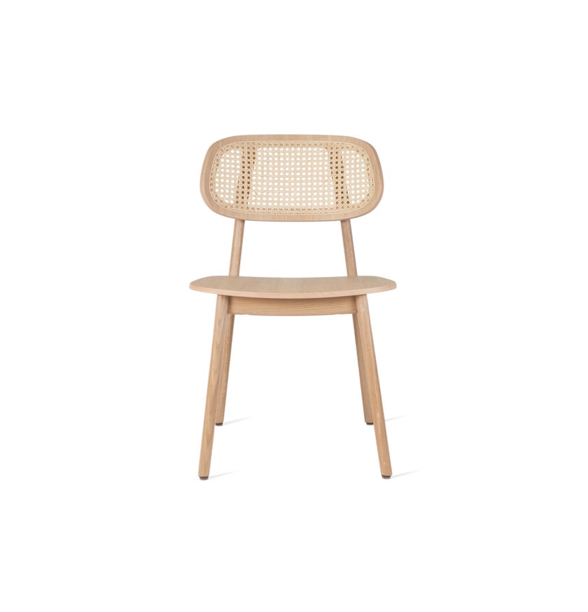 Chaise TITUS, Structure en chêne naturel verni, Assise plaqué chêne