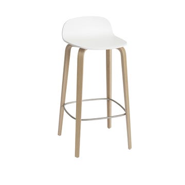 Tabouret de bar VISU de Muuto, H.75 cm, Blanc/chêne