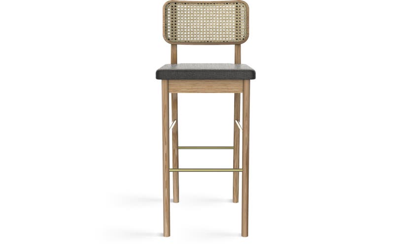 Tabouret haut CANNAGE de Red Edition, Finition chêne naturel, Caviar Tabouret haut CANNAGE de Red Edition, Finition chêne naturel, Caviar