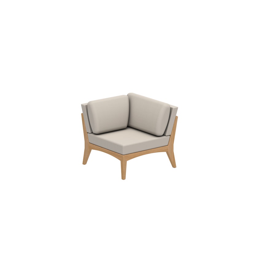 Fauteuil d'angle en teck ZENHIT de Royal Botania, Coussins natural grey dot