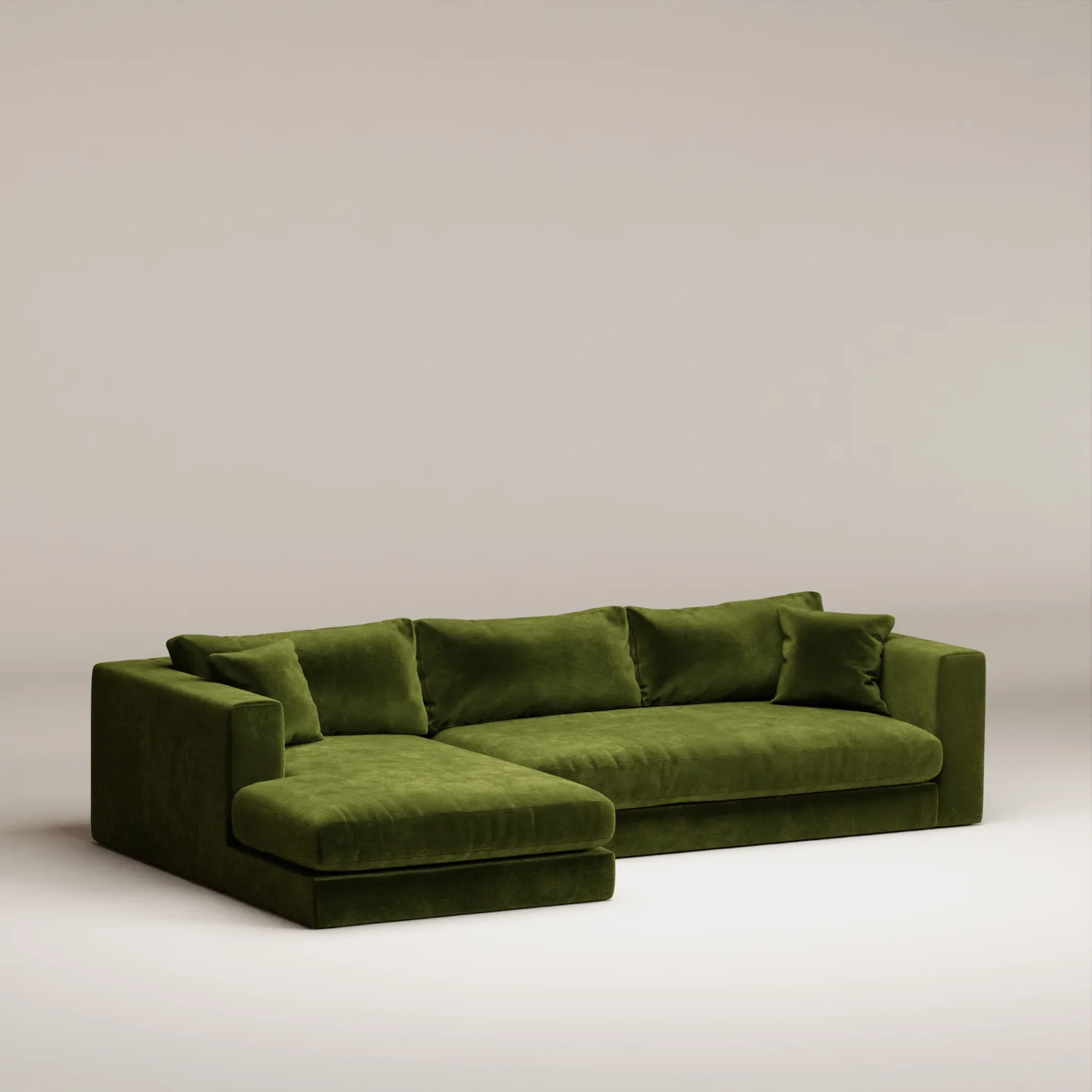Canapé BELLECHASSE LIGHT CORNER de Panac, L.280 cm, Gauche, Velours brut, Moss