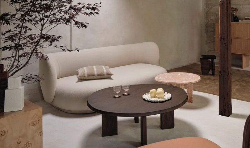 Canapé 4 places RICO en tissu brossé coloris Off White